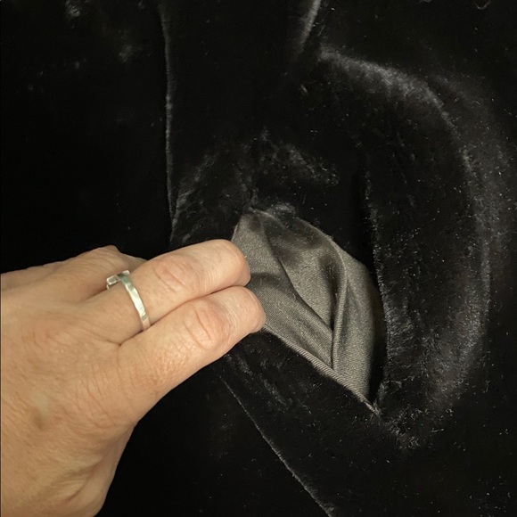 Vintage 50s Black Faux Fur Coat with real mink Collar and gemstone buttons - Picture 8 of 12